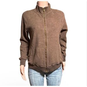 Pulp women's mock neck long sleeve teddy zip up jacket S